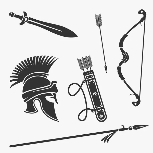 Στοιχείο οριστεί αρχαία όπλα και πανοπλίες — Διανυσματικό Αρχείο