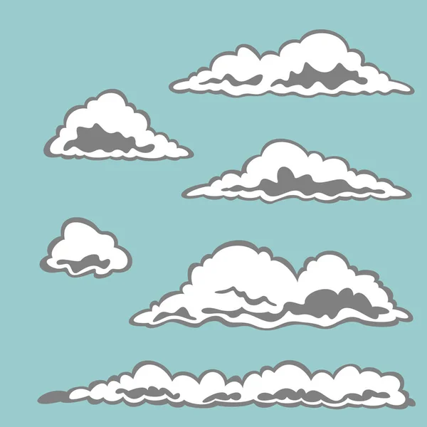 Ensemble d'éléments de nuage vectoriel — Image vectorielle