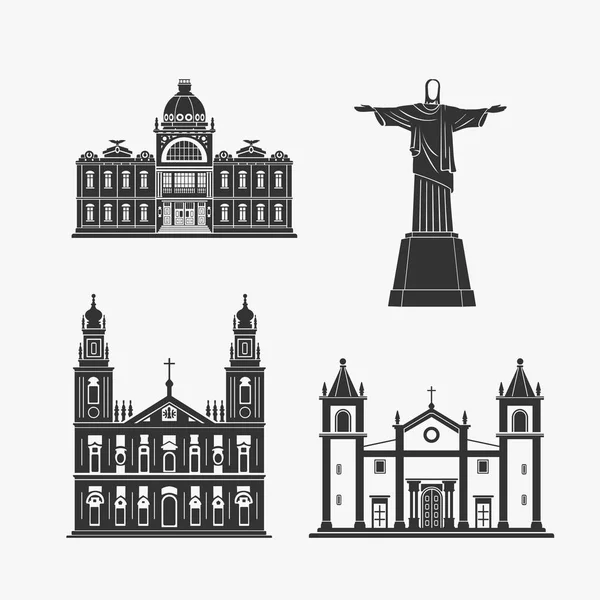 Историческая архитектура памятников Бразилии — стоковый вектор