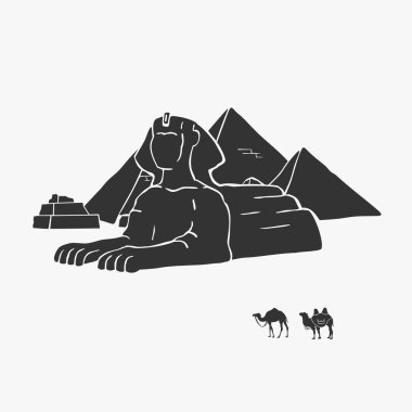 Mısır piramitleri ve deve vektör çizim
