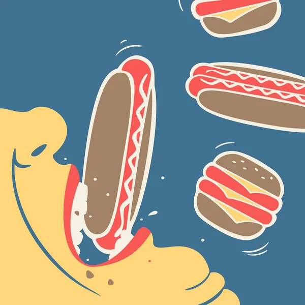 Homem come fast food vetor ilustração — Vetor de Stock