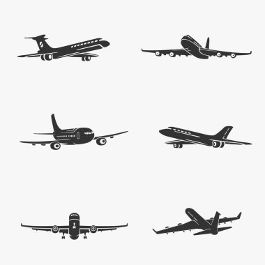 Vektör sembolleri yolcu uçak kümesi