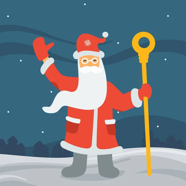 Illustration vectorielle du Père Noël dans la forêt — Image vectorielle