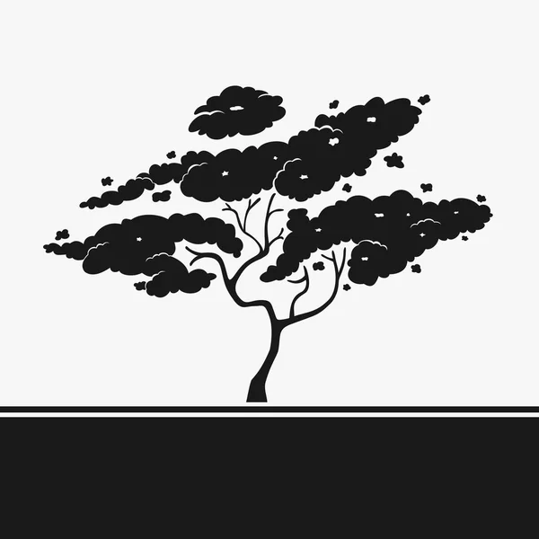 Silhouette Schablonenbaum — Stockvektor