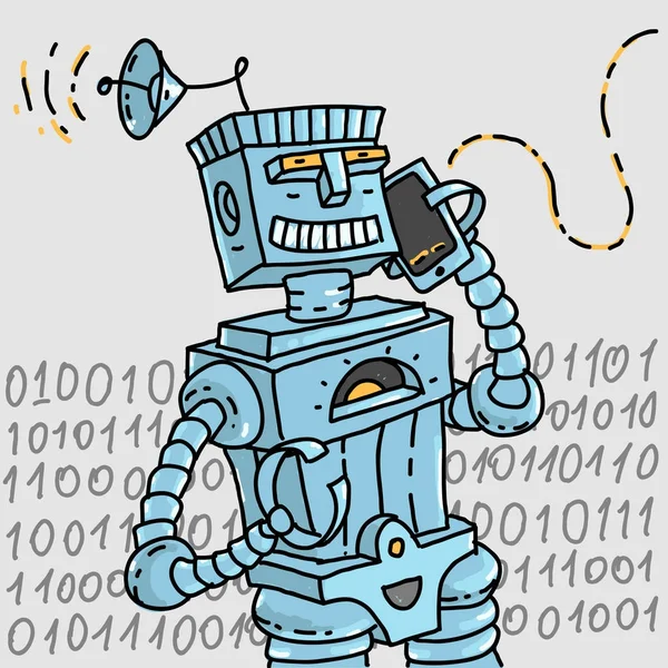 A Robot Bot továbbítja az információkat — Stock Vector