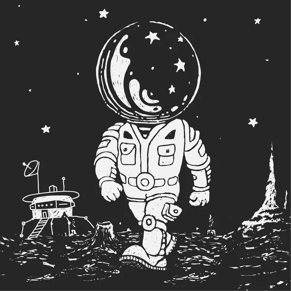 Astronauta vai a um planeta — Vetor de Stock