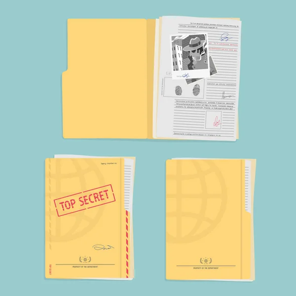 Secret Folder With Documents — Stock Vector