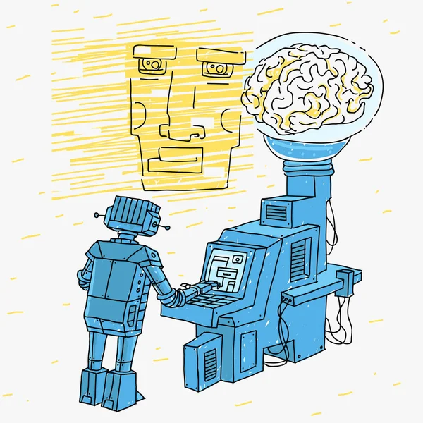 Kunstmatige intelligentie cartoon — Stockvector