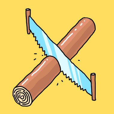 Vektör çizim testere ve günlük