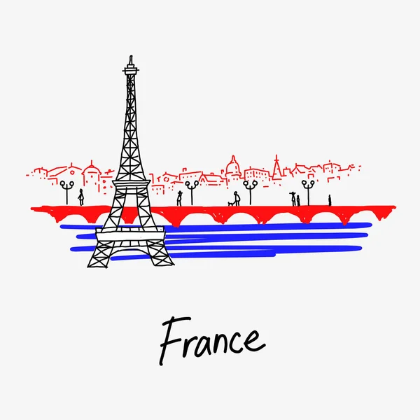 Ilustrace symbolu z Francie Eiffelovu věž — Stockový vektor