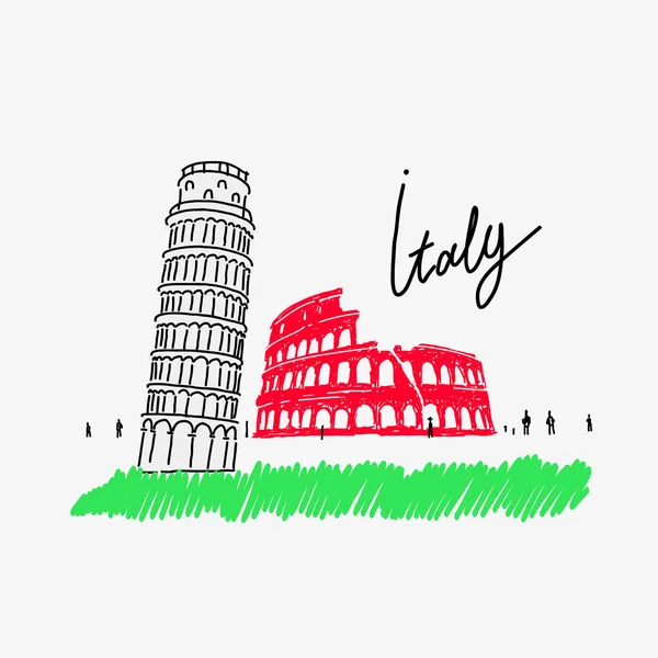 Ilustrace zajímavosti Itálie — Stockový vektor