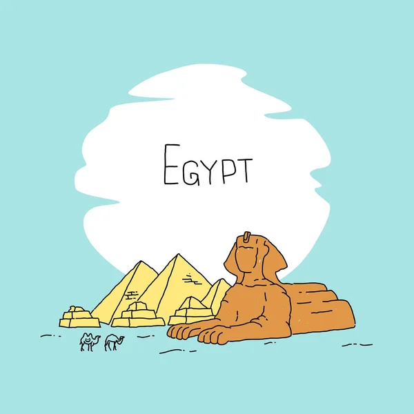 Egyptische piramides en kamelen vectorillustratie — Stockvector