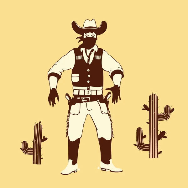 Vector Illustration Cartoon Style Cowboy Shooter — Stock Vector