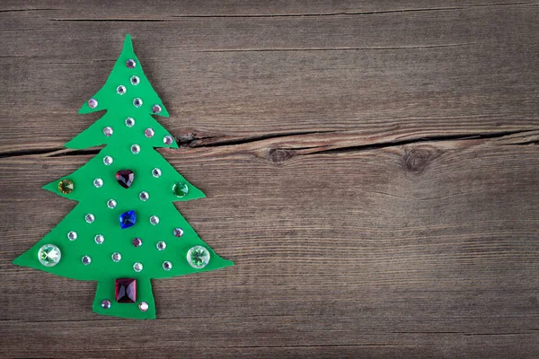 Weihnachtskarte Neujahr Accessoires Auf Holzgrund Weihnachtsbaum Festkonzept Mit Kiefer Und — Stockfoto