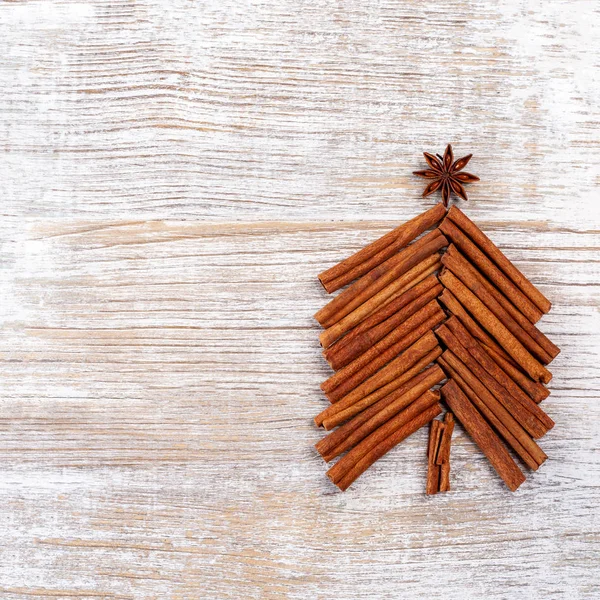 전통적 배경에는 아니스 스타인 스틱으로 전나무가 크리스마스 카드다 컨셉이야 텍스트를 — 스톡 사진