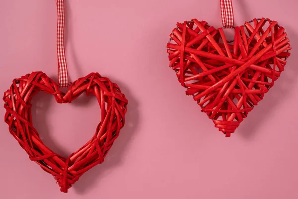 Hart Symbool Kleurrijke Achtergrond Concept Van Valentijnsdag Liefde Vlakke Lay — Stockfoto