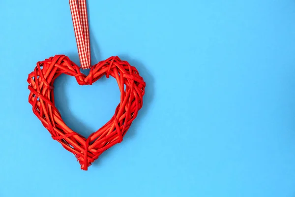 Symbol Serca Kolorowym Tle Koncepcja Walentynek Miłości Płaskie Leżały Puste — Zdjęcie stockowe