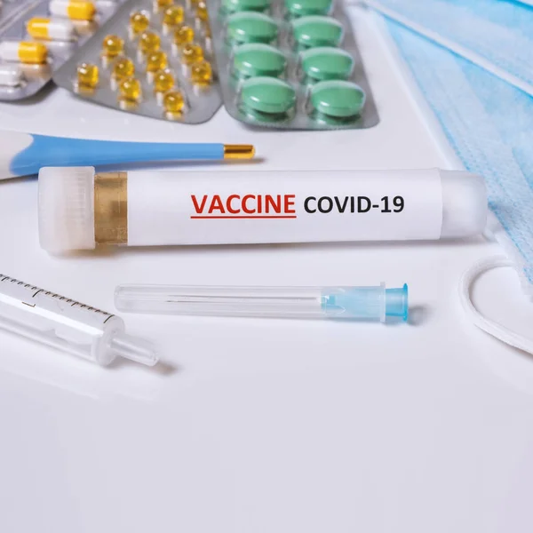 Conceptul Vaccinare Medicină Infecțioasă Seringă Vaccin Injectabil Medicament Echipament Vaccinare — Fotografie, imagine de stoc