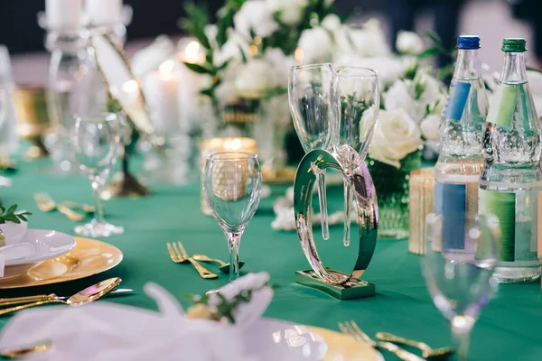 Gafas Para Novia Novio Arreglo Diseño Una Mesa Boda — Foto de Stock