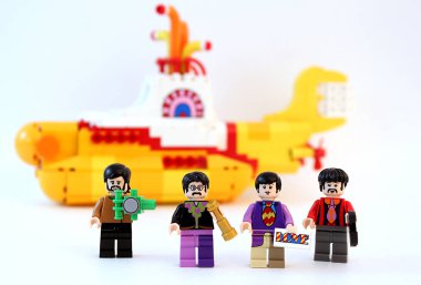 Beatles with Yellow Submarine LEGOs clipart