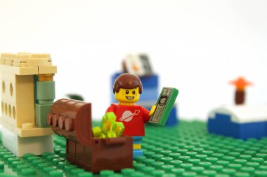 Lego çocuk onun yatak odasında