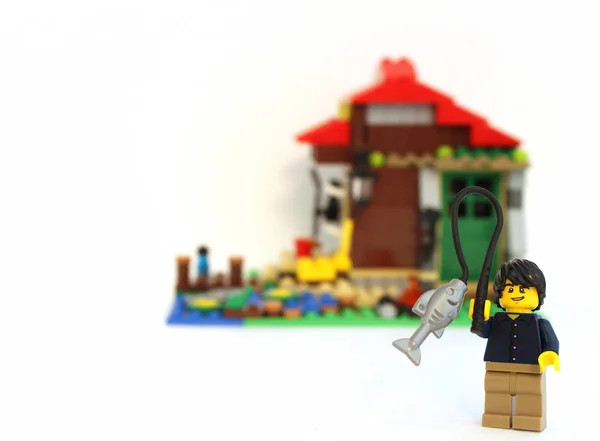 LEGO kille fiske — Stockfoto