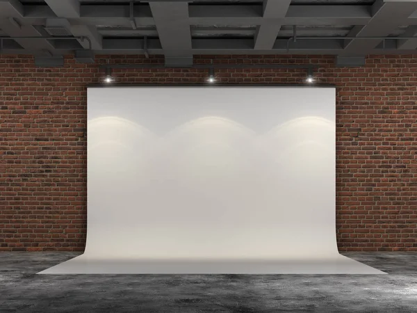 3D Projector Screen on brick wall — Stock Photo, Image