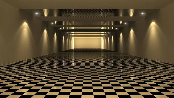 Renderização 3D da Sala Checkered — Fotografia de Stock