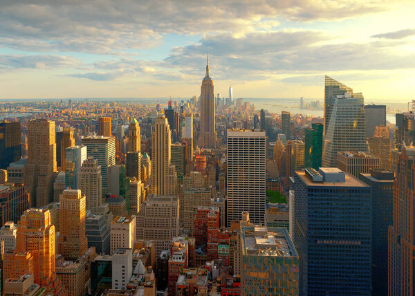 New York City Skyline at Sunset, USA