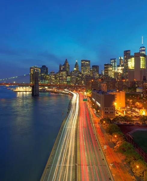 Panoráma města New York za soumraku, Usa — Stock fotografie