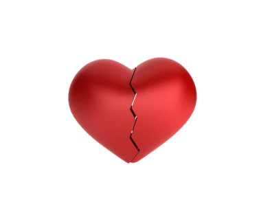 Beyaz arka plan üzerinde 3d R izole şekli, kırmızı kırık kalp