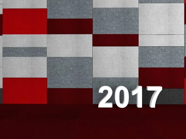 Feliz Año Nuevo 2017 celebración 3d texto. Plantilla de calendario de números rojo 2017,, Ilustración conceptual sobre fondo granate —  Fotos de Stock