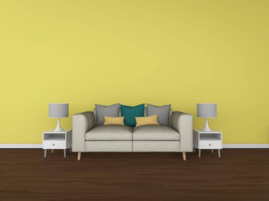 3D render renkli arka plan üzerinde interi izole salon