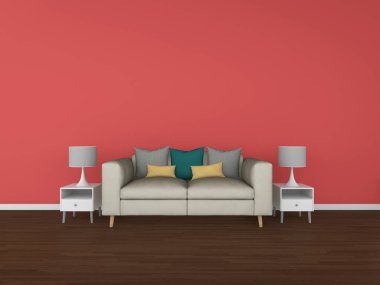 3D render renkli arka plan üzerinde interi izole salon