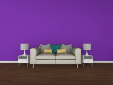 3D render renkli arka plan üzerinde interi izole salon