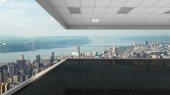 Картина, постер, плакат, фотообои "3d rendering empty office with new york city background, interio", артикул 141834224