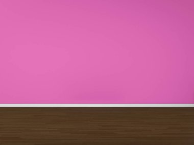 3D render duvar ve ahşap zemin illüstrasyon iç, sahte