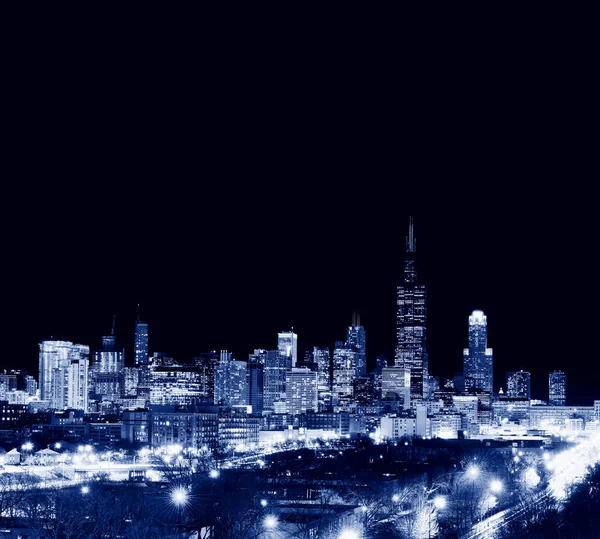 摩天大楼在芝加哥市的天际线，伊利诺伊州，美国 — 图库照片
