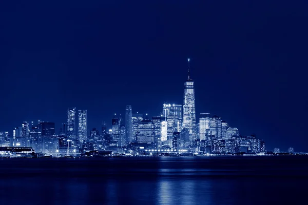 Skyline de Nova York à noite, EUA — Fotografia de Stock