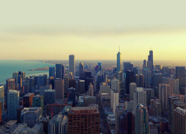 Chicago City at sunset, illinois, USA