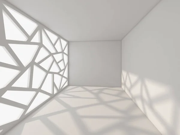 Коридор 3D рендеринга с абстрактными фасадами, иллюстрация интерьера — стоковое фото