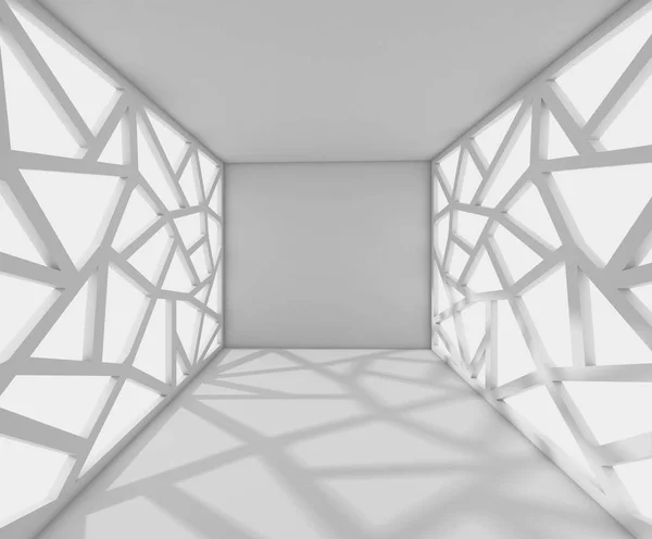 Couloir de rendu 3D avec façades abstraites, illustration intérieure — Photo