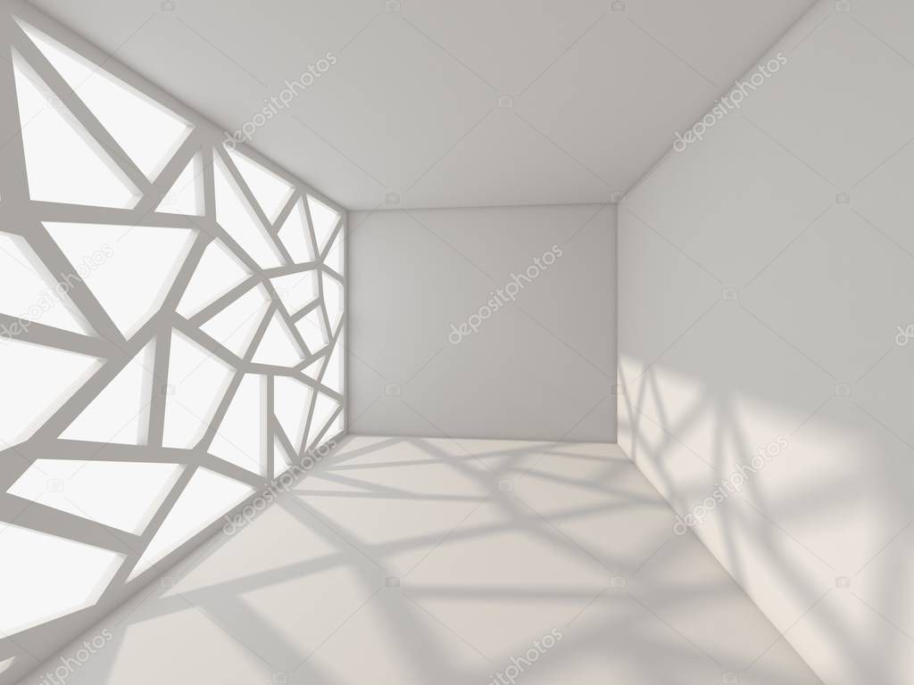 3D Rendering corridor with abstract facades, interior illustration