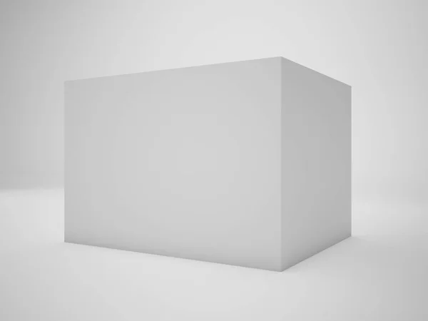3D render kotak putih terisolasi pada latar belakang putih, ilustrasi — Stok Foto