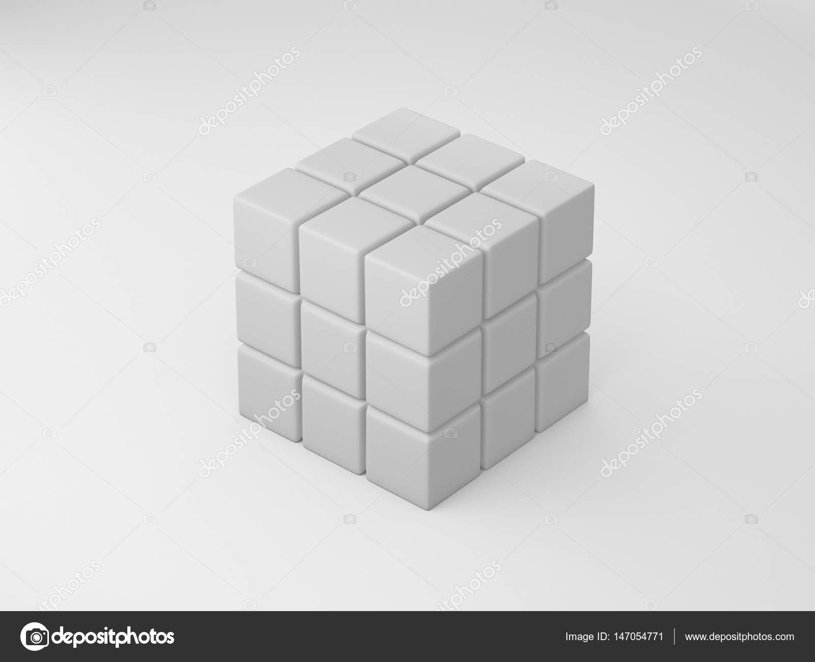3D rendering white Rubik's Cube isolated on white background Stock ...
