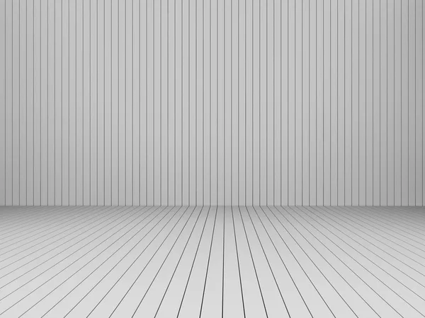 3D Renderização moderna ripas brancas parede e piso, interior illustr — Fotografia de Stock