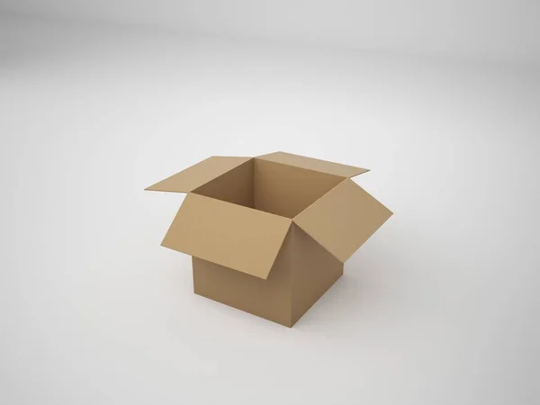 3D Rendering corrugated box isolated on white background, illust — Stock Photo, Image