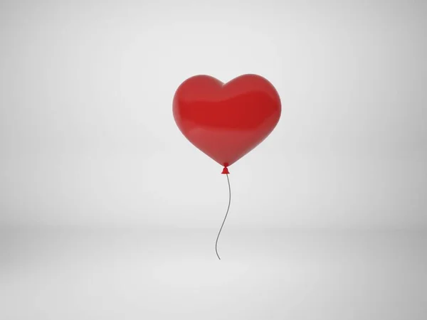 Representación 3D globo rojo en forma de corazón aislado sobre fondo blanco —  Fotos de Stock