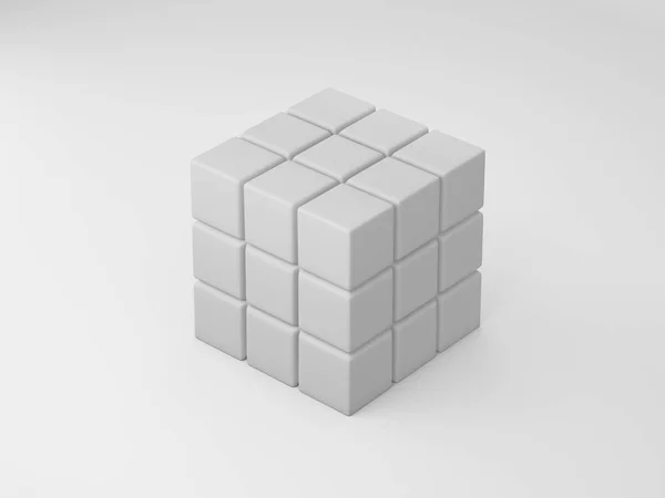 3D rendering fehér Rubik kocka elszigetelt fehér background — Stock Fotó