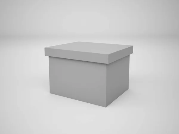 3D-Rendering graue Box isoliert auf weißem Hintergrund, Illustration — Stockfoto